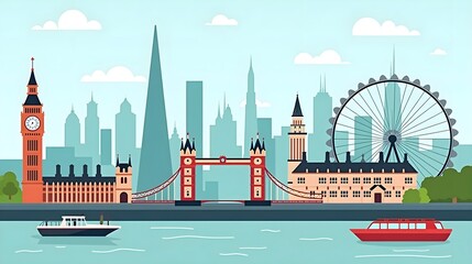 Poster - Vector illustration of city in london, flat design concept