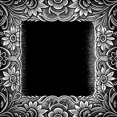 Elegant floral frame with empty copy space for text on a black background
