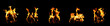 © woranut - Isolated abstract flames collection on black background. Flames on black background. Concept of burning effect texture. Graphic design. Bonfire. Flames at night. Flame effect with burning fire.