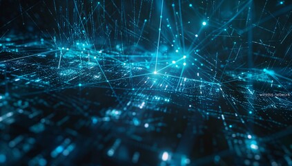 A web and wavy of glowing connection points on an abstract digital background
