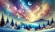 © Craft - A Fantastical Winter Evening with a Luminous Starry Sky and Soft Pastel Tones in a Magical Setting
