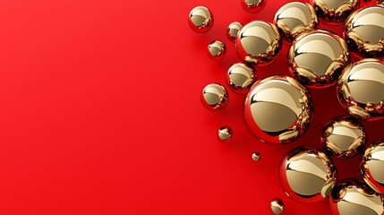Poster - Elegant and modern 3D of a clean minimalist New Year s design featuring a vibrant red backdrop and gleaming gold elements creating a premium and festive look perfect for holiday seasonal branding