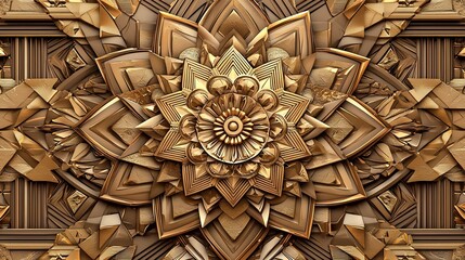 Poster - Elegant and modern 3D featuring an intricate oriental geometric pattern design with a balanced and clean composition perfect as a versatile background for various text or graphic purposes