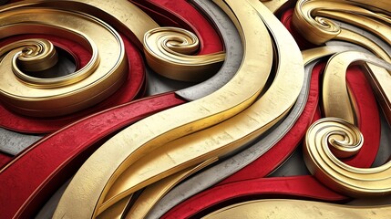 Poster - Elegant and auspicious red and gold fortune patterns with a dynamic text placeholder featured in a seamless 3D This visually striking design evokes a sense of luxury