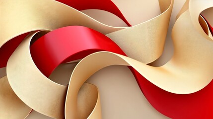 Poster - Vibrant abstract spiral patterns in bold red and gold hues with a clear text area perfect for 3D backdrops festive designs and high end creative projects