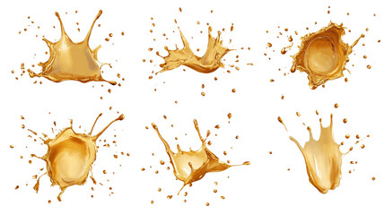 Poster - Set of golden oil splashes isolated transparent background