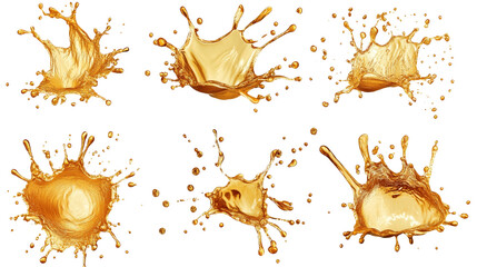 Poster - Set of golden oil splashes isolated transparent background