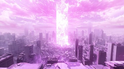 Poster - Radiant and vibrant fireworks bursting across the night sky illuminating a captivating cityscape in a stunning 3D The colorful display creates a mesmerizing and enchanting atmosphere