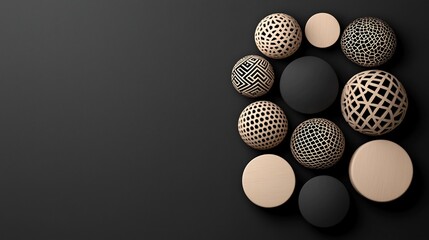 Poster - Detailed 3D showcasing a captivating arrangement of circular golden ornaments with traditional festive patterns creating an elegant and luxurious visual composition