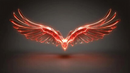 Poster - Glowing Abstract Phoenix Motif with Fiery Red and Gold Accents   Captivating 3D Backdrop or Wallpaper Design