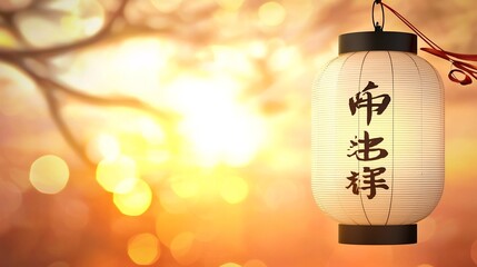 Poster - Ethereal floating paper lanterns bathed in a warm glowing light creating a serene and captivating atmosphere for festive and ceremonies