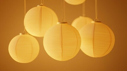 Poster - Enchanting floating paper lanterns with a warm glowing illumination create an ethereal and serene atmosphere perfect for festive moments