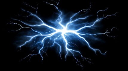 Wall Mural - abstract blue electrical discharge energy burst