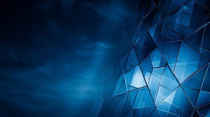 Poster - Abstract Blue Glass Facade at Dusk, Modern Architecture Design