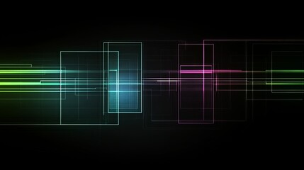 Poster - Abstract Digital Network Grid with Glowing Lines