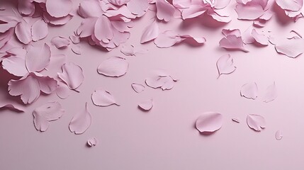 Poster - Captivating Cherry Blossom Petals Scattered in Festive Rich Tones with Clear Text Zone Elegant 3D for Springtime and Floral Concepts