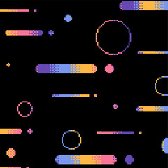 Poster - Chic Black Colored Chrome Speed Lines Background, Pixel Art Style