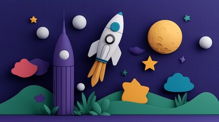 Poster - Elegant and modern lunar calendar style design featuring a vibrant 3D with an abstract minimalist layout and celestial elements like the moon stars and cosmic atmosphere