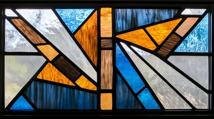Poster - Abstract Geometric Stained Glass Window Art Design