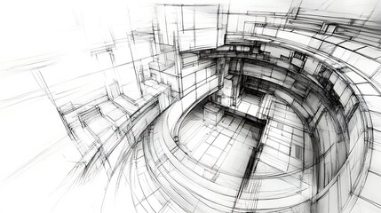  Intricately Drawn Architectural Sketch: Modern Design Concept Visualization. AI Generated