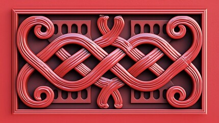 Poster - Vibrant Traditional Chinese Knot with Bold Color Accents and Editable Text Field   Stunning 3D for Graphic Design Decor and Cultural Branding