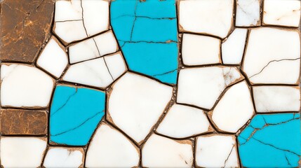 Poster - Abstract Mosaic Tile Pattern in Turquoise and White