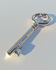 Poster - A shiny metallic key. AI.
