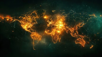 Wall Mural - A glowing network of interconnected points forming a digital globe. 