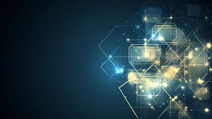 Poster - Abstract Technological Network Design Glowing Hexagons and Lines