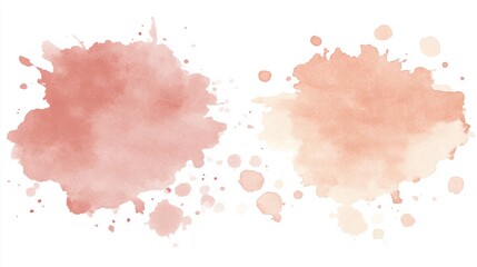 Poster - Abstract Watercolor Splashes in Soft Peach and Coral Hues