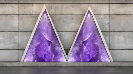 Poster - Amethyst Triangles Concrete Wall Art Installation