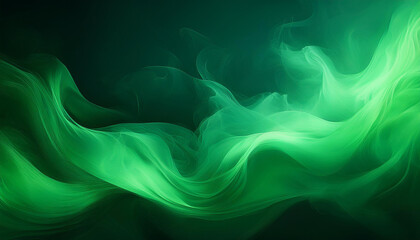 Wall Mural - green smoke on black background