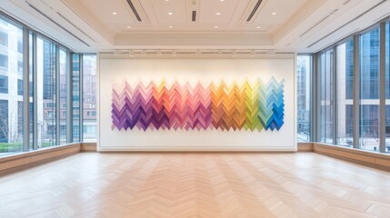 Poster - Colorful Chevron Art Installation in Modern Gallery Space
