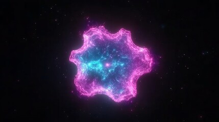 Poster - Cosmic Nebula Glowing Hexagonal Energy Burst