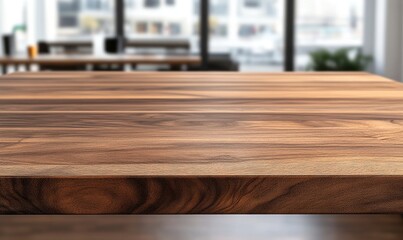 Poster - Empty wooden table in modern office. (1)