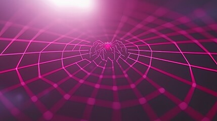 Poster - Digital Spiderweb with Geometric Spider Illustration