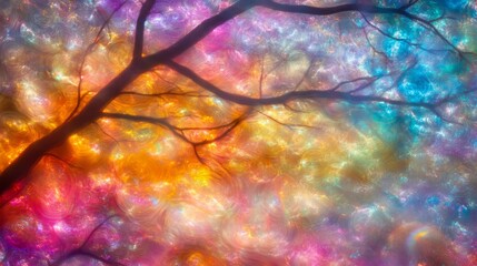 Wall Mural - dreamlike celestial tree a vibrant, ethereal forest scene