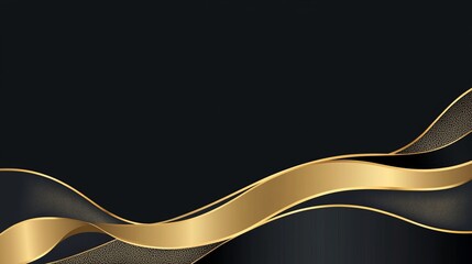 Poster - Elegant Black Gold Wave Abstract Background Design