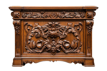 Close-up of intricate rustic wood carving craftsmanship