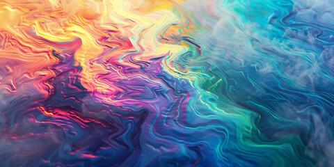 Wall Mural - Abstract swirls of color blend shades of yellow, orange, pink, purple, and blue. Colorful fluid art with texture. Dynamic background for wallpapers. Full frame.