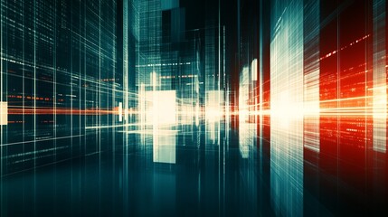 Poster - futuristic cityscape data stream digital abstract