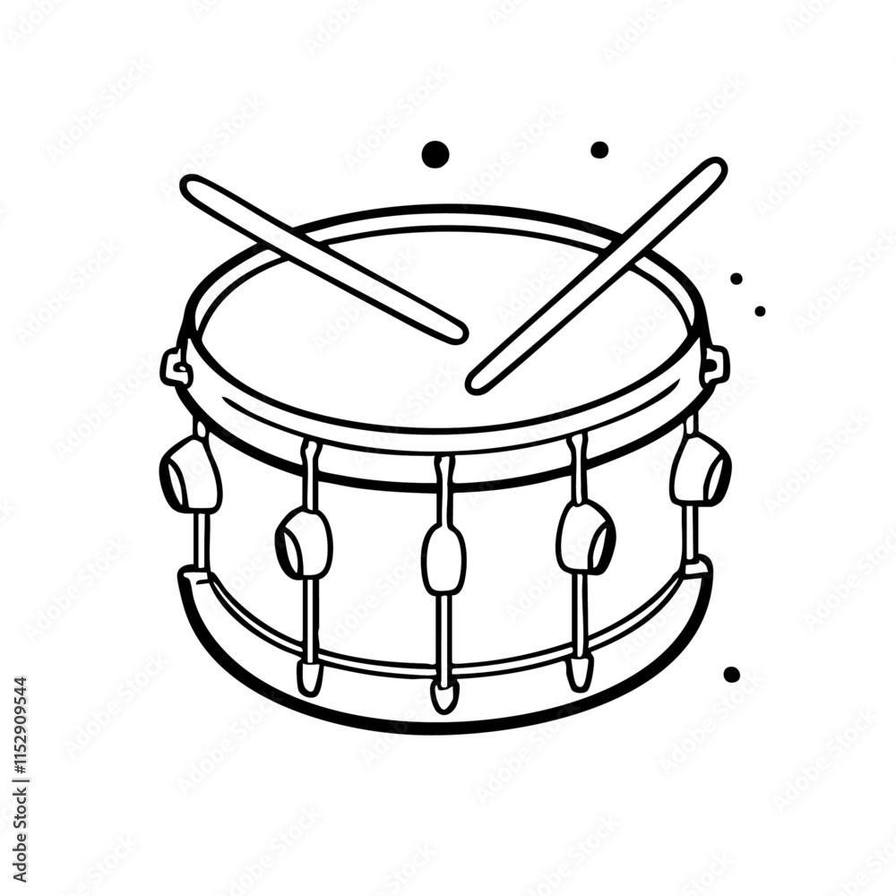 Drum vector illustration simple line drawing coloring page for kids ...