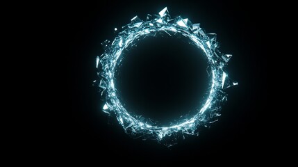 Poster - Glowing Fractured Crystal Circle Abstract Art