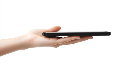 Poster - hands holding mobile phone screen mockup, using smartphone touchscreen, cellphone, set isolated on w