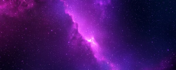 Wall Mural - A stunning cosmic scene featuring vibrant purple and dark hues, showcasing the beauty of space filled with stars and nebulous formations.