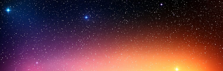 Wall Mural - A breathtaking cosmic scene featuring a starry sky blending into vibrant hues of blue, purple, and orange, evoking a sense of wonder and infinity.