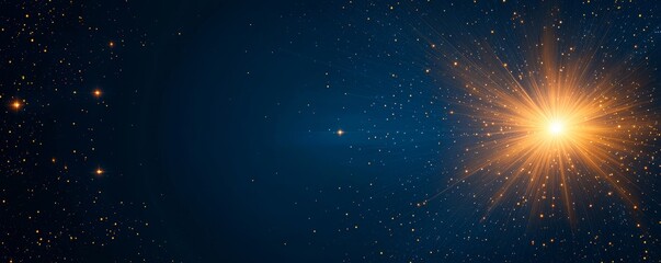 Wall Mural - A stunning cosmic scene featuring a bright star amidst a field of twinkling stars and deep blue space.