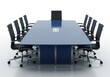 © dark knight - Modern conference room with a large blue table and black office chairs.