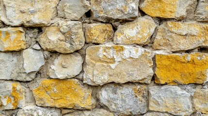 Wall Mural - Textured yellow stone wall background for rustic design and architectural networking projects