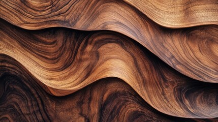 Wall Mural - Elegant flowing patterns of rich brown wooden boards showcasing natural textures and fine grain details ideal for artistic backgrounds.